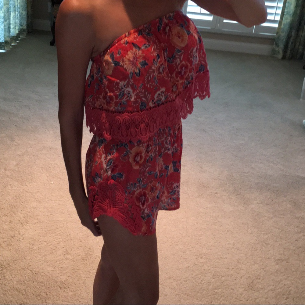 Strapless Floral Romper